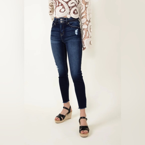 KanCan Danica High Rise Dark Wash Ankle Skinny Jeans - Picture 3 of 10